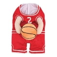 thumbnail image 2 of Disfraz de baloncesto para perro con pelota para disfrazarse como regalo para mascotas, festival, fiesta temática rojo, 2 of 8