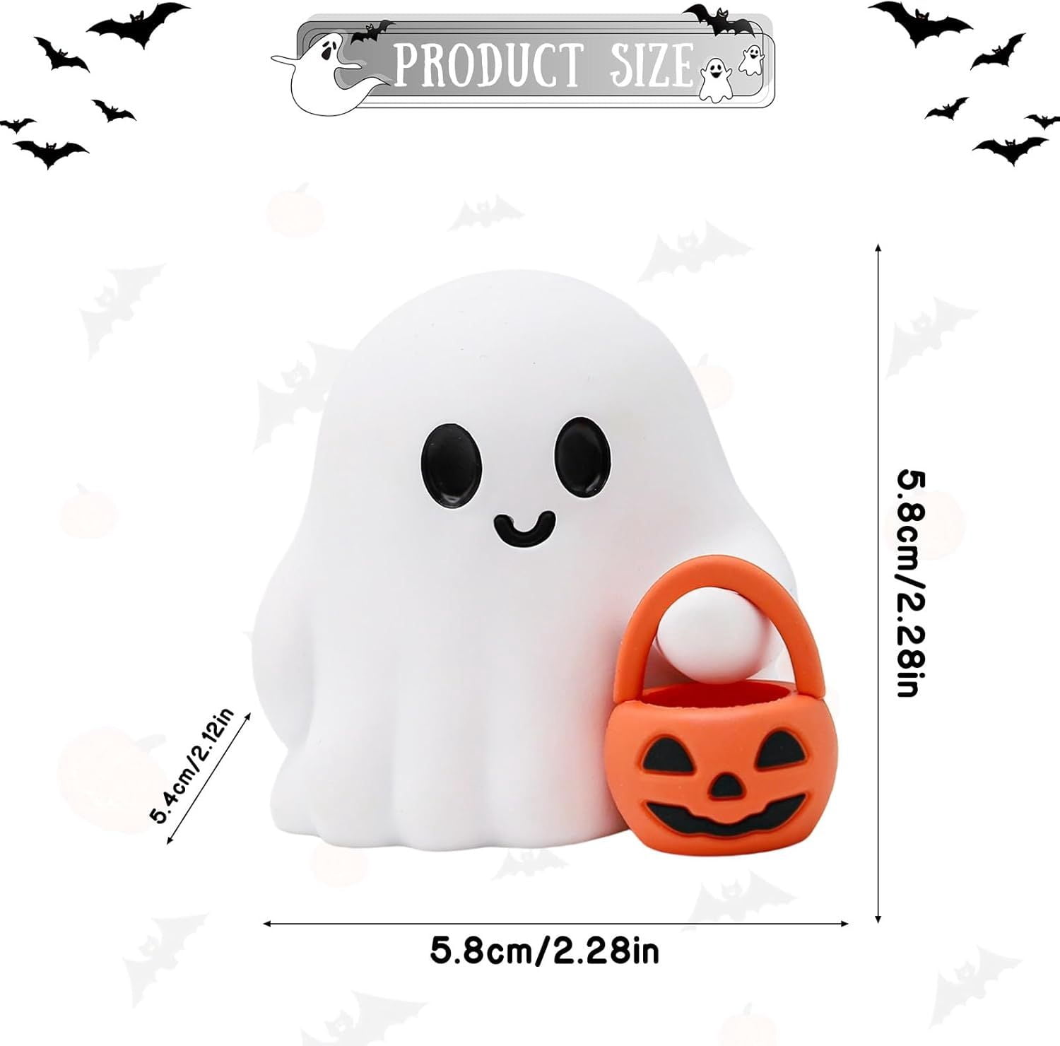 Glow-in-the-Dark Mini Ghost Figurine for Halloween Desk and Shelf Decor