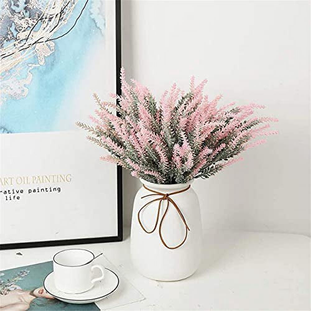 GRNSHTS Artificial Lavender Flowers 8pcs Fake Plants with Faux Plastic Wedding Bouquet for Home Party Wedding Balcony Garden Patio Outdoor Decoration (Pink,16pcs)