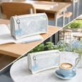 thumbnail image 7 of Double Layer Bow Pencil Pouch, Aesthetic Floral Pencil Case, Large Capacity Transparent PVC Stationery Pouch For Students, Travel Cosmetic Organizer 8.66x3.94in, Blue, 7 of 7