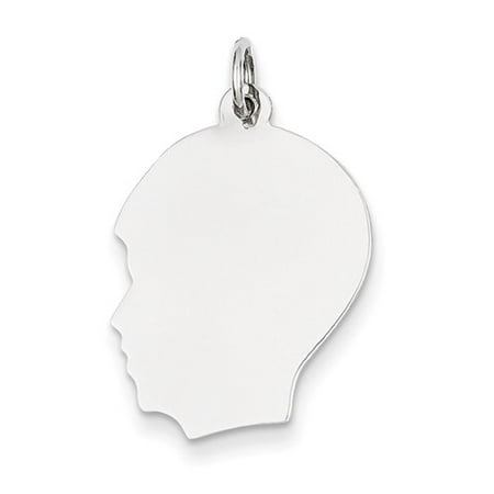 14k White Gold Plain Medium Facing Left Engravable Boy Charm Pendant