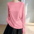 thumbnail image 4 of Htigea Womens Long Sleeve Tops Casual Crew Neck T Shirts Fall Thin Breathable Tees Solid Color Loose Casual Shirt 2026 Clothes Pink XL, 4 of 5