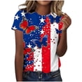 thumbnail image 2 of Goodtrade8 Women's Summer T Shirts July 4th American Pullover Short Sleeve Graphic , Red White and Blue Red White and Blue Casual Independence Day Tops for Junior Fashion, 2 of 6