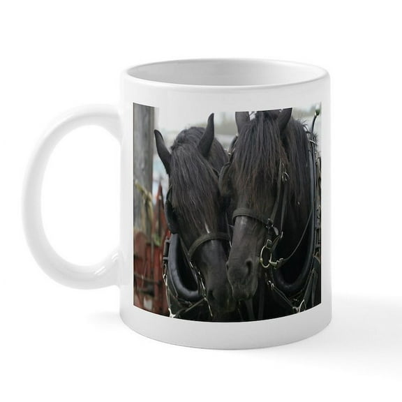 CafePress - Percheron Draft Horses Mug - 11 oz Ceramic Mug - Novelty Coffee Tea Cup