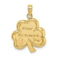 thumbnail image 1 of FB Jewels 14K Yellow Gold Polished Solid Satin Flat-Backed Happy St. Pattys Day Clover Pendant, 1 of 4