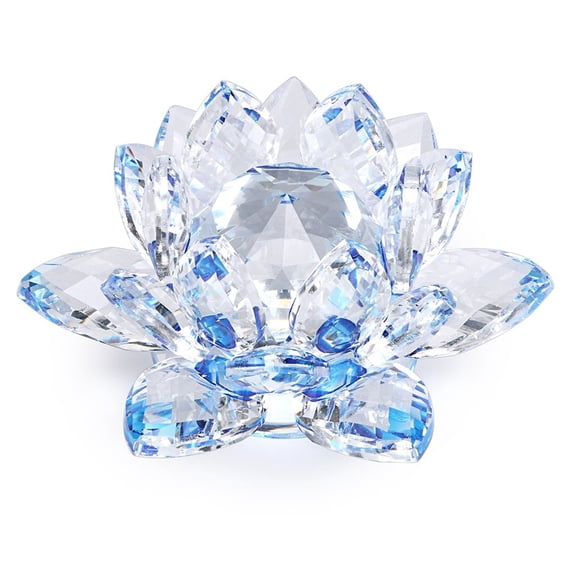 Blue Crystal Lotus Flower Feng Shui Home Decor with Gift Box Artificial Crystal Lotus Flower Figurine Sparkle Wedding Party Decor Paperweight Table Ornaments