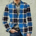 thumbnail image 4 of Kixjoy Mens Blazer Jacket Big and Tall Long Sleeve One Button Blazer Casual Slim Fit Lightweight Coat Plaid Winter Fashion Mens Jacket with Pockets, Blue M, 4 of 5