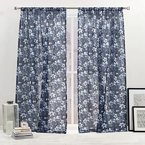 Nicole Miller New York Dara Light Filtering Semi Sheer Rod Pocket Curtain Panels 54 X 108 Indigo Set Of 2 Com Nicole Miller New York Dara Light, Nicole Miller Curtains 108