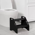 thumbnail image 3 of Jouetondream Two Step Stools, Bamboo Step Stool for kids, Non-Slip Toddler Stool with Handles for Bathroom, Bedside, kitchen, Living room, Black, 3 of 8