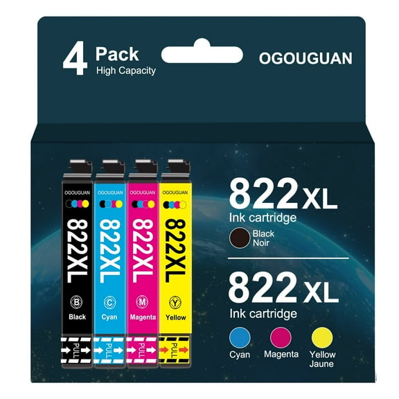 822XL Compatible Inkjet Ink Cartridges for Epson WF-3820 WF-4820 WF-4830 WF-4834 Printer,4 packs
