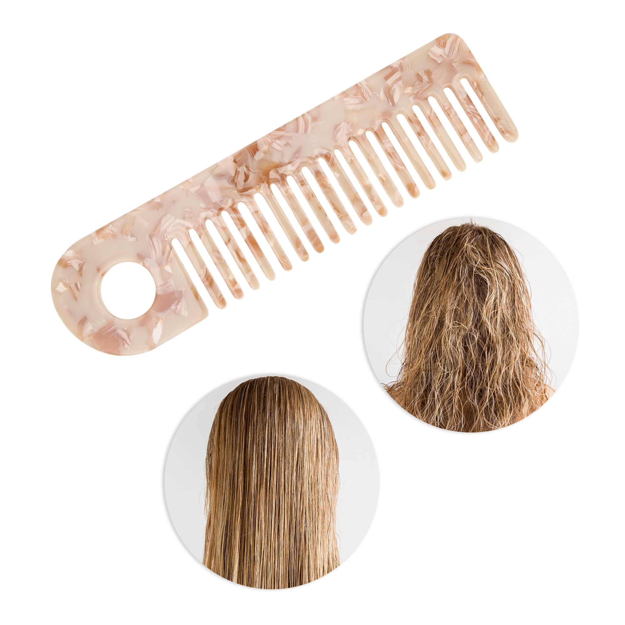 Unique Bargains 1 Pc Exquisite Marble Pattern Hair Comb for All Hair Types Coffee Color