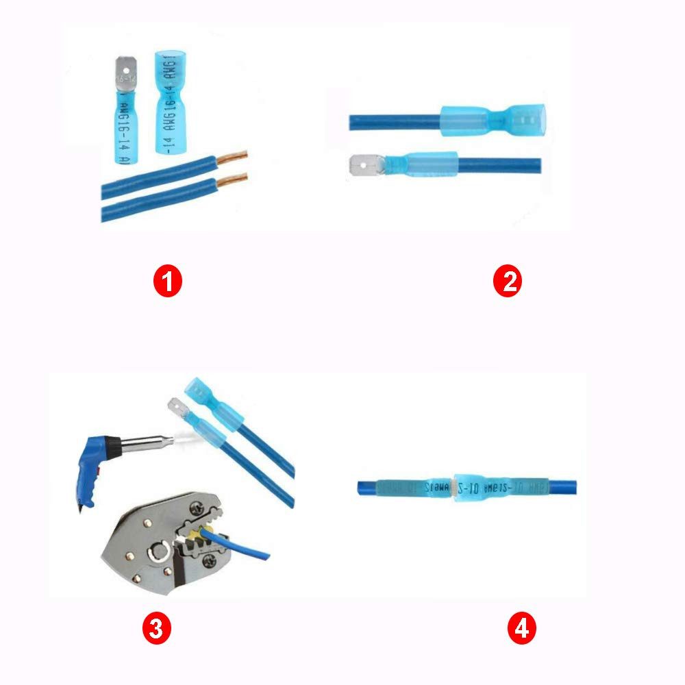 300PCS Electrical Heat Shrink  Wire Connectors Male and Female Spade Terminals