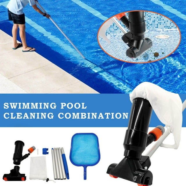 TIMIFIS Vacuum Cleaner Portable Swimming Pool Vacuum Cleaner Leaf Rake Mesh Frame Net Skimmer Cleaner Swimming Pool Tool With 5 Assembly Rods pring/Summer