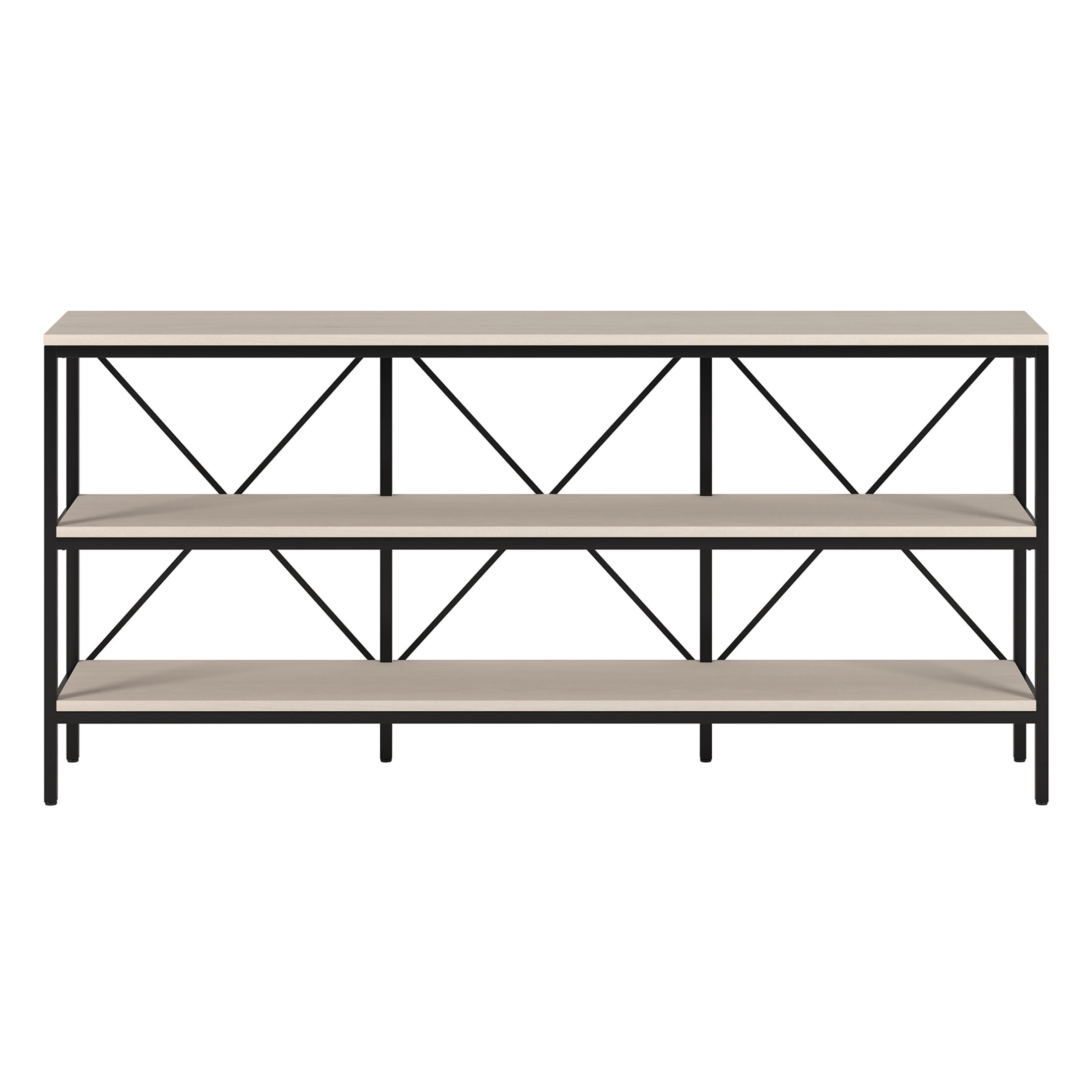 Evelyn&Zoe Modern Farmhouse 64" Wide Blackened Bronze/Alder White Console Table