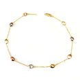 thumbnail image 1 of 14K Yellow White And Rose Gold Charms Fancy Anklet, 10", 1 of 1