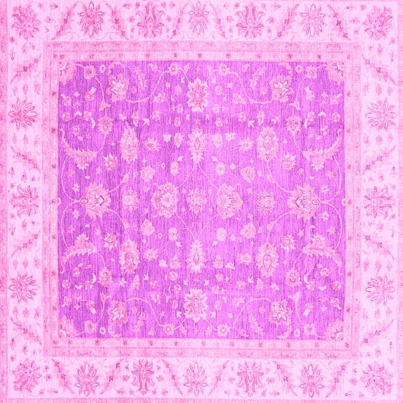 Ahgly Company Indoor Square Oriental Pink Traditional Area Rugs, 4' Square