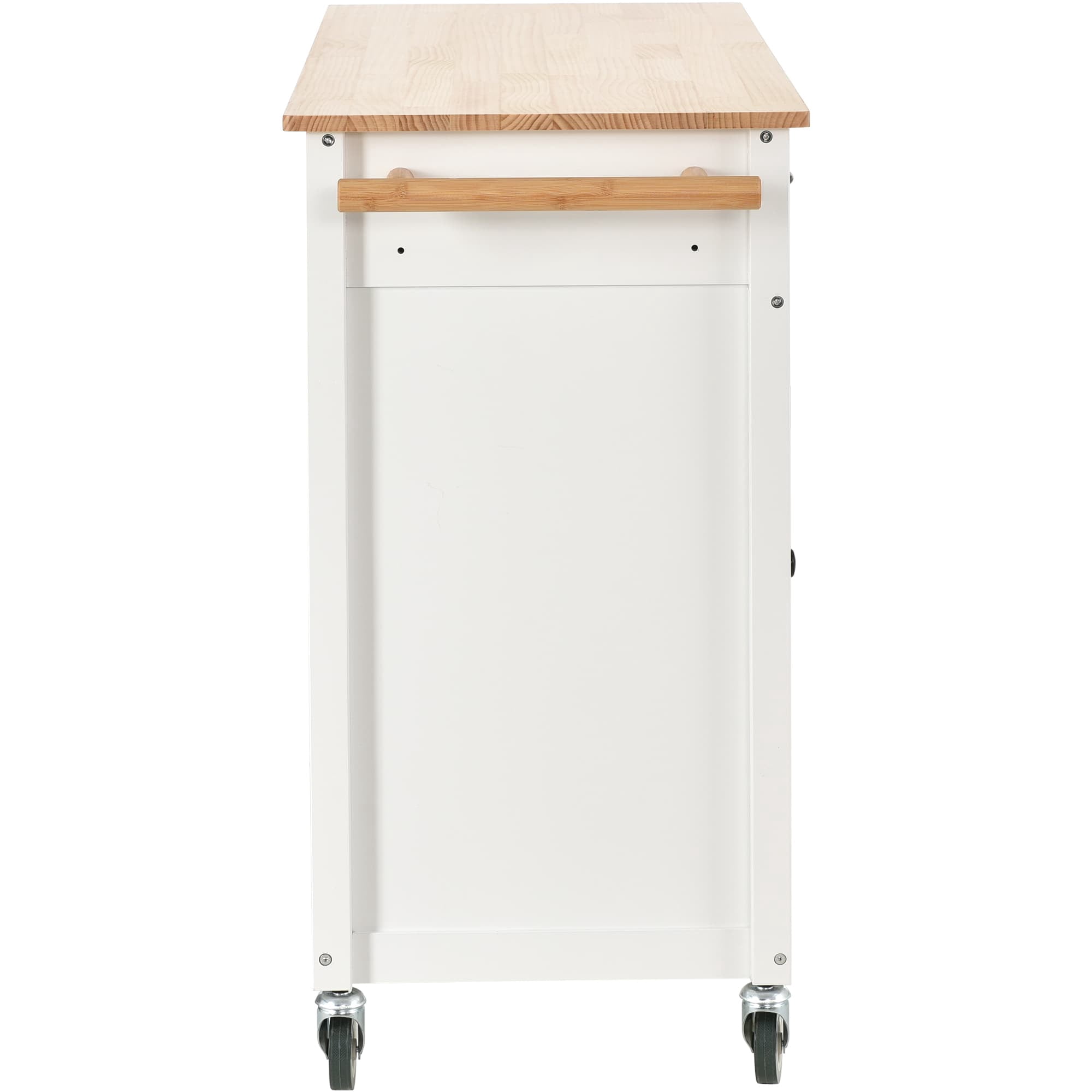 MAYEERTY Kitchen Island Cart with Solid Wood Top & Locking Wheels (H Width) - 4-Door Cabinet