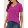 thumbnail image 3 of ANRABESS Womens Short Sleeve Tops Casual V Neck Wrinkle - Free Basic T Shirts Summer Cute Tee 2026 Spring Fashion Clothes Hot Pink Large, 3 of 7