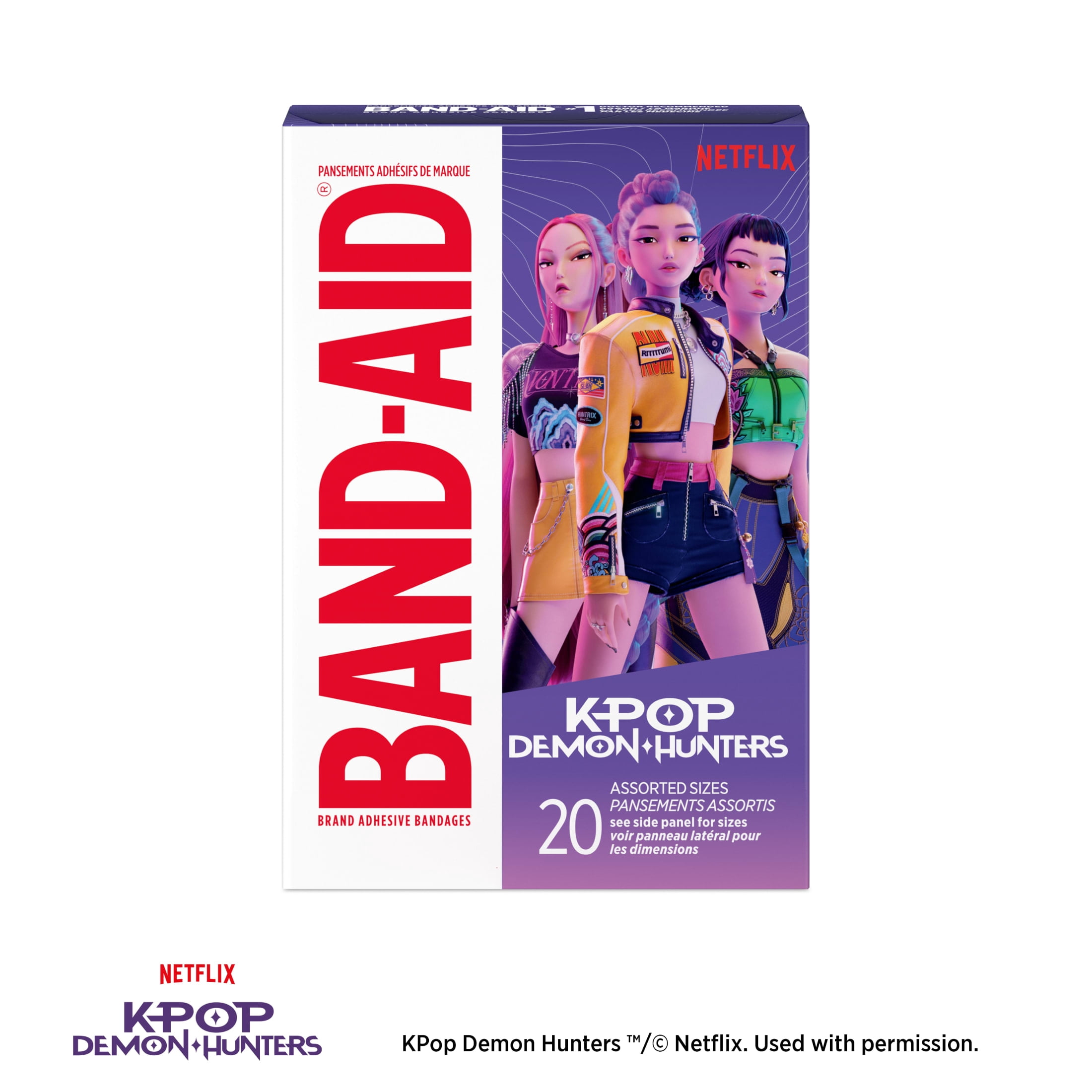 BAND-AID Brand Adhesive Bandages Decorated with KPop Demon Hunters, Assorted, 20 Count