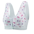 thumbnail image 1 of OJinShaWanO Yoga Tops with Built in Bra Long Sleeve Middle Aged and Elderly Bra Bra Without Rims Gathered Side Closed Vest Style Mother Bra Ice Silk Front Button Printing Thin, 1 of 4