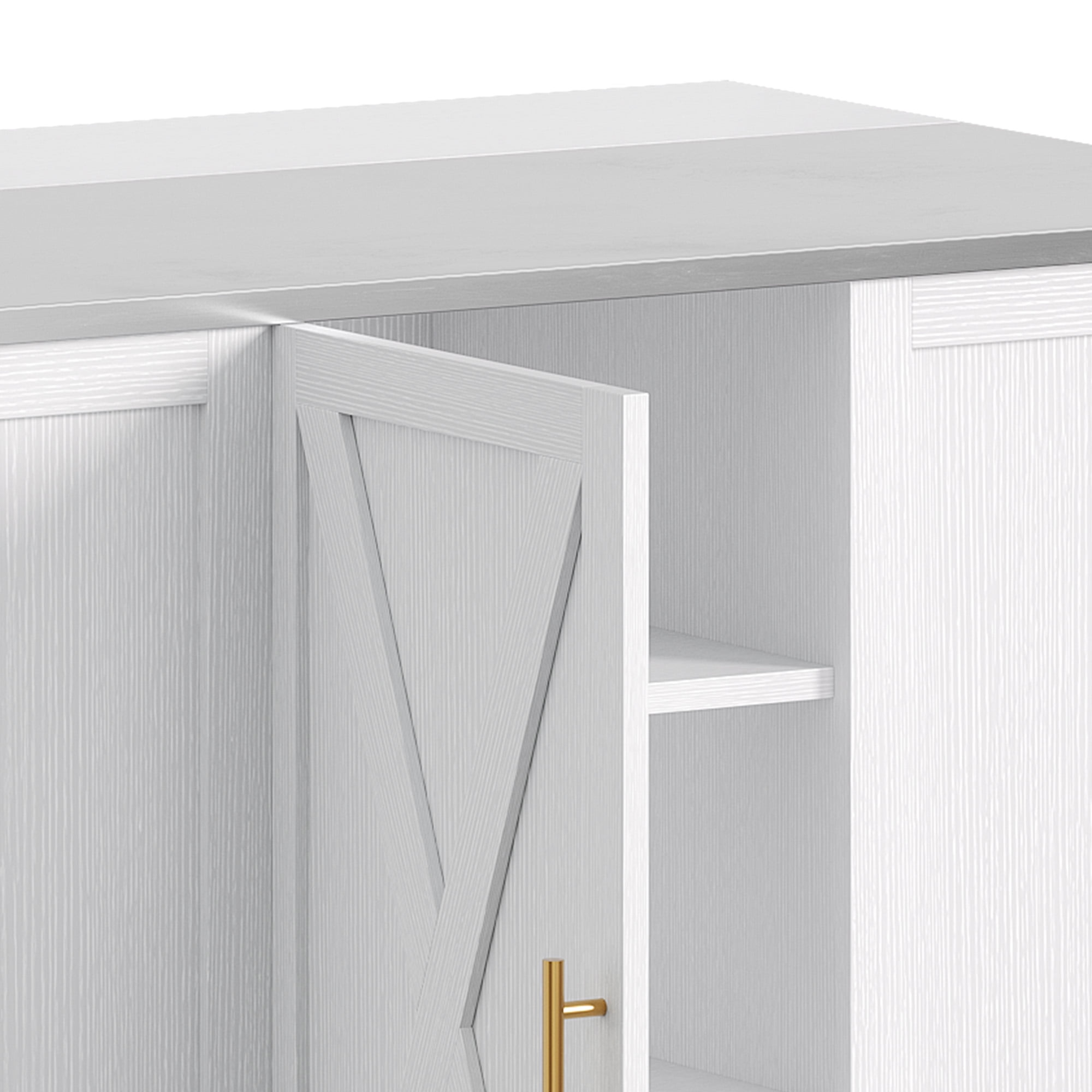 Uforic Kitchen Island with Drop Leaf & Seatings, Island with Power Outlets & Trash Storage, White