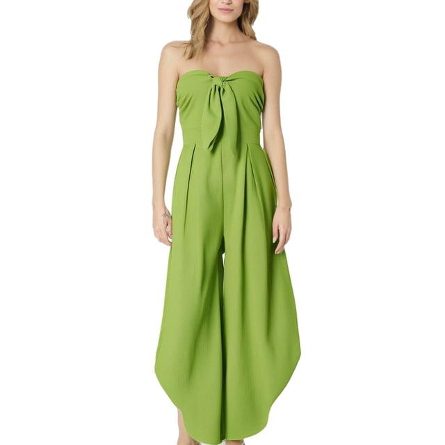 Mono sin mangas de moda para mujer - Cintura anudada, corte holgado con volantes - Con bolsillos, ideal para fiestas y vacaciones