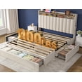 thumbnail image 4 of EnHomee Queen Platform Bed Frame with 3 Storage Drawers Queen Upholstered Bed Frame with 2-Tier Headboard Noise Free, Beige, 4 of 10