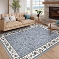 thumbnail image 2 of 10x13 Area Rug for Living Room Washable Vintage Floral Pattern Large Bedroom Rug Indoor Modern Geometric Bordered Rug Soft Non-Slip Under Table Carpet for Dining Room Apartment Office, Grey, 2 of 9