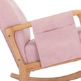 thumbnail image 4 of Glider Rocking Chair with Ottoman Set, Linen Upholstered Living Room Chairs with Side Pocket and Ergonomic Backrest, Leisure Single Armchair Side Chair Vanity Chair, Pink, 4 of 7