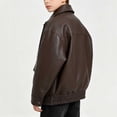 thumbnail image 6 of ShomPort Boys Biker Jackets Trendy Leather Loose Collar Zip up Outerwear Long Sleeve Coats 1-13 Years, 6 of 7