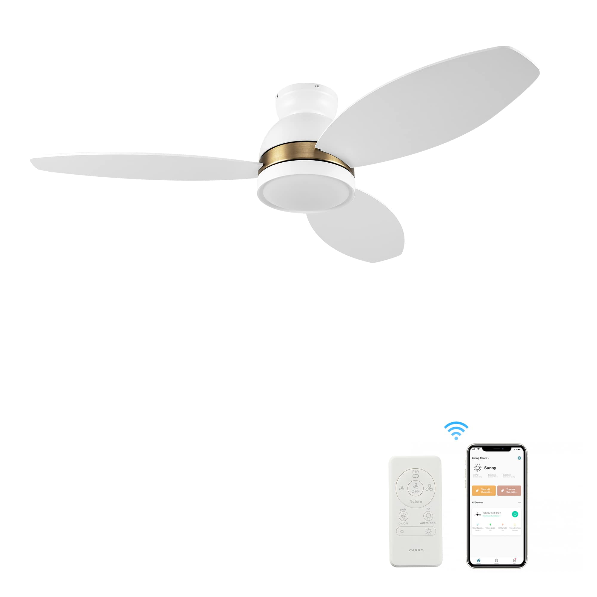 48" Low Profile Ceiling Fan with Light, Indoor & Outdoor Ceiling Fan