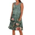 thumbnail image 1 of UPPADA Robes Grande Taille pour Femmes aux Formes Imprimé Floral Sans Manches Robes Midi d'Été Col Ras du Cou Robe Débardeur en Coton et Lin Ample Robes de Plage pour Vacances avec Poches Articles en Rabais Multicolore,P, 1 of 5
