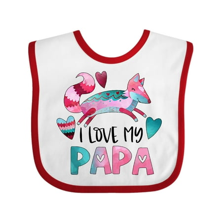 

Inktastic I Love My Papa Pink and Blue Fox with Hearts Gift Baby Boy or Baby Girl Bib
