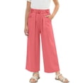 thumbnail image 1 of StSilkitty Girls Ruffle Pants High Waist Elastic Casual Wide Leg Pants with Pockets Solid Color Lightweight Soft Trousers, 1 of 5