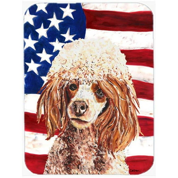 Red Miniature Poodle With American Flag Usa Mouse Pad, Hot Pad Or Trivet, 7.75 x 9.25 In.
