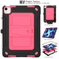 thumbnail image 7 of iPad Air 4 10.9 Case 2020, iPad Pro 11 Inch 2020 2018 Case, Heavy Duty Hybrid Shockproof Stand Anti Scratch Kids Cover Drop-Proof Protection Case with Hand Shoulder Strap Case,Black & Rose, 7 of 7