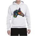 thumbnail image 3 of Colorful Neon Horse | Dean Russo Art Animal Lover Unisex Hoodie Sweatshirt, White, Medium, 3 of 6
