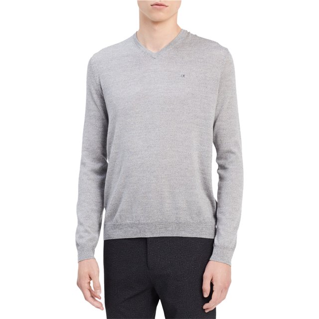 Calvin Klein suéter de punto para hombre, gris, pequeño Calvin Klein Pull-over