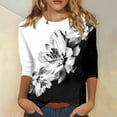 thumbnail image 2 of HAJWOH 3/4 Sleeve Womens Summer Fashion Tops Round Neck Shirts Casual Print Trendy Three Quarter Length T Shirt, 2 of 6