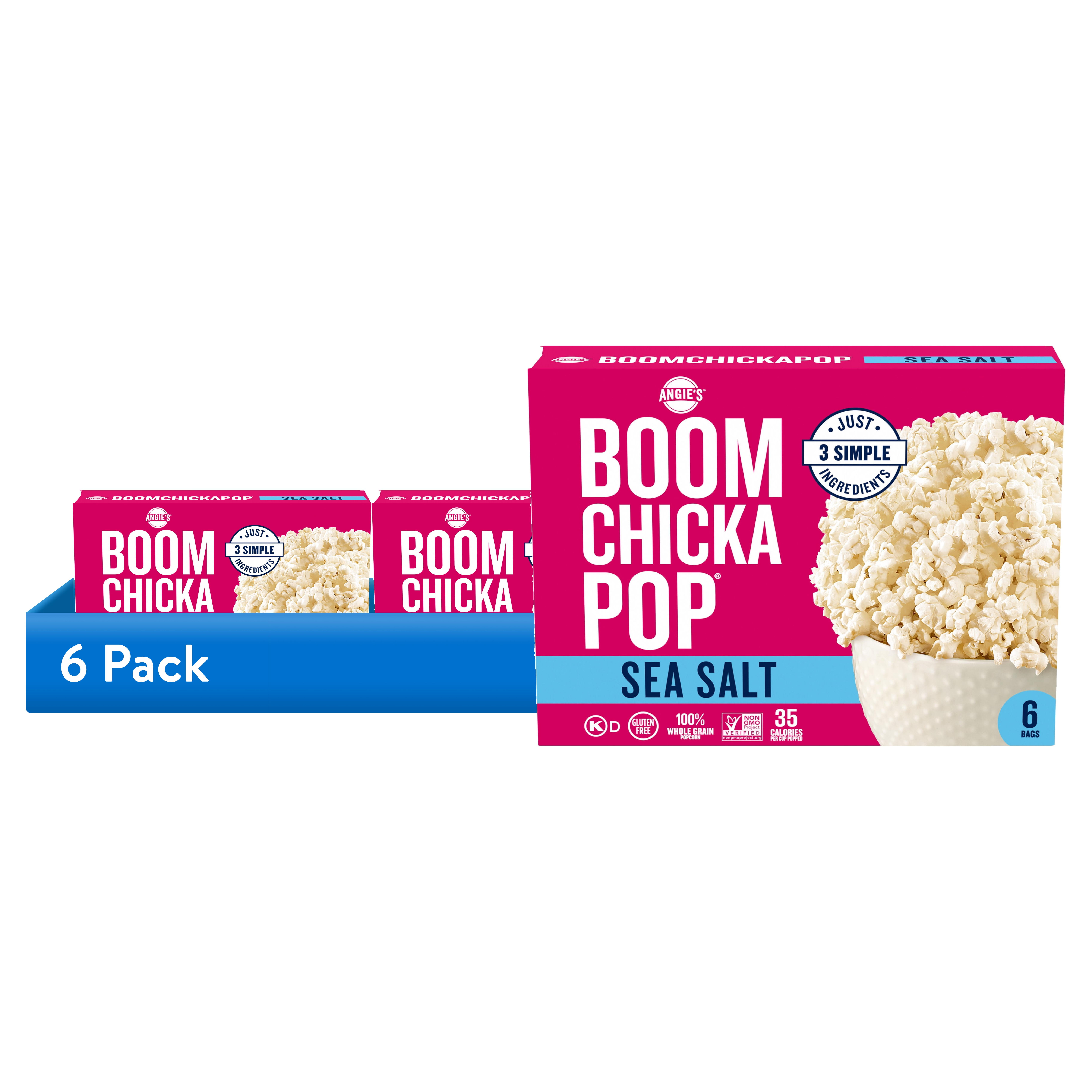 (2 pack) Angie's BOOMCHICKAPOP Sea Salt Microwave Popcorn, 3.29 oz., 6-Count Bags