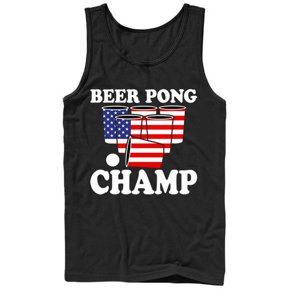 Men's Lost Gods Fourth of July  Pong American Flag Cup  Tank Top Black Large