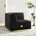 thumbnail image 3 of Modway Conjure Channel Tufted Performance Velvet Right Corner Chair - Gold/Black, 3 of 5