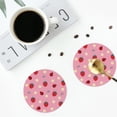 thumbnail image 5 of Pofeuu Strawberry and Ladybugs Print Leather Coasters Set of 6, Round Cups Mugs Mat Pad for Home Kitchen Heat Resistant Drink Coasters,Round Shape, 5 of 7