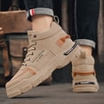 thumbnail image 5 of Men'S Classic High-Top Comfort Sneakers, Solid Color, Lace-Up Closure, Faux, Fabric Lining, Rubber Sole, Short Boot Height, Sporty Style, All-Season, for Hiking & Outdoor, Casual Daily Wear, 5 of 9