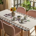 thumbnail image 3 of Spring Flowers Table Cloths for 5 Foot Rectangle Tables, Vintage Watercolor Black Plaid on Linen Patio Waterproof Elastic Fitted Tablecloths, Washable Rectangular Table Cover for Camping, 3 of 8