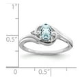 thumbnail image 2 of White Sterling Silver Ring Band Gemstone Diamond Aquamarine Blue, 2 of 2