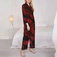 thumbnail image 3 of Honeii Red Dragon On Black Print Women's Pajama Sets Long Sleeve Button Down Sleepwear Nightwear Soft Pjs Lounge Sets 2PCS-X-Large, 3 of 7