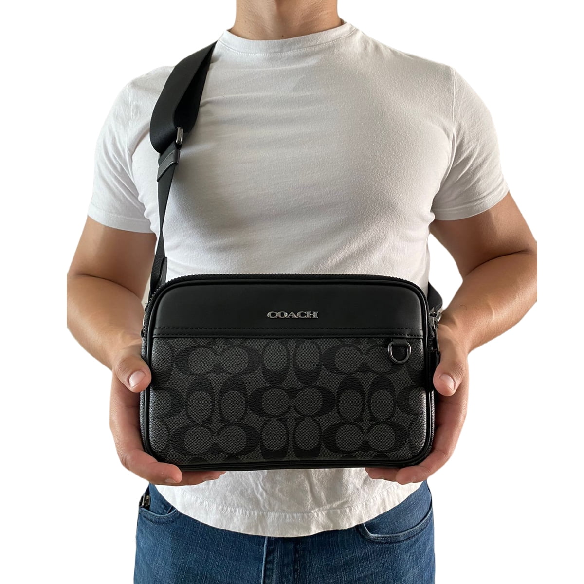 BOLSA HOMBRE COACH ORIGINAL NECESER MARICONERA GRAHAM CROSSBODY IN SIGNATURE CANVAS BLACK Walmart en linea