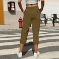 thumbnail image 6 of fheaev Capris Pants for Women Casual Summer Straight Wide Leg Shorts with Pockets Outdoor Loose Drawstring Elastic Waist Cropped Trouser, 6 of 7