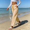 thumbnail image 3 of GZMOALH Women's Striped Print Elastic Waist Drawstring Wide Leg Pants with Pockets Casual Loose Fit Long Pants, 3 of 9